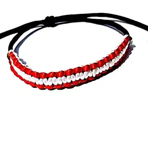 GDS Thread Bracelet Nylon Cord Adjustable Thread Wrist Friendship Band for Men Women Boys and Girls| Hand Made Bracelet (1, Red & White)