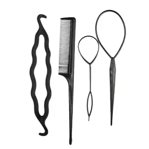 Looks Like fashion Pack of 4, Styling Clip Bun Maker Braid Tool Bun (Black) Hair Accessory Set For Women And Girls Hair Accessory Set (Black)