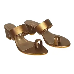 Women's Stylish Floral Flip-Flops | Comfortable Slippers with Cusion soft botom Sole TPC | Block heel Synthetic material (Antique, UK Footwear Size System, Adult, Women, Numeric, Medium, 7)