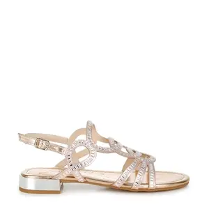 London Rag Cut Out Detail Rhinestone Flat Sandals