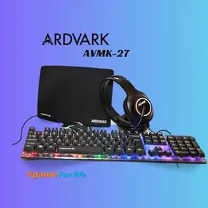 ARDVARK AVMK-27 Gaming Keyboard and Mouse and Headset, 3 in 1 RGB Gaming Bundle Set Up to Game - Gaming Mouse and Keyboard Combo Kit Works with Xbox One, PS5, PS4, PC – Black