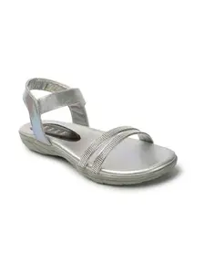 ELLE Slider Sandal, Colour-Silver,Size-UK 3