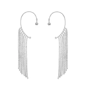 Vembley Modern Korean Silver Studded Chain Ear Cuff Earrings For Women