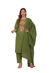 Hello Ladies Women's Cotton Embroidery Straight Kurti with Pant Set