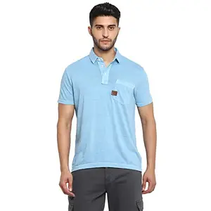 Royal Enfield Men's Regular Fit T-Shirt (RLATSO000374_Milky Blue M)