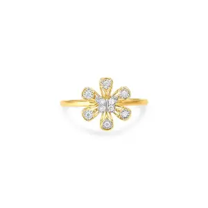 Mia by Tanishq Yellow and White Gold Diamond Floral Flutter Ring (553025FCCMAA092BX000038 1.916)