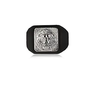 Waama Jewels Silver Lion Head Design Stainless Steel Ring for Men & Boys