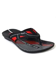 Ajanta Mens Black & Red Flat Sandal PU1062