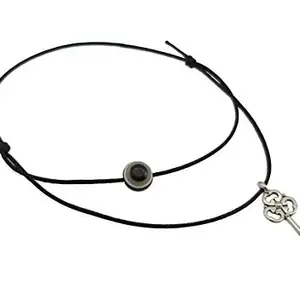 High Trendz Black Thread Adjustable Knot Anklet With Evil Eye And Charm For Women And Girls (KAK40)
