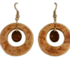 Coconut Shell Earrings, Organic Coconut Shell Earrings, Handmade Organic