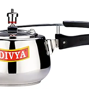 DIVYA Induction Base Stainless Steel 5 Litres Encapsulated Bottom Pressure Cooker