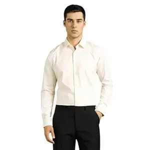 Louis Philippe Men's Slim Fit Easy to Iron Everyday wear Premium Cotton Full Sleeve Textured Formal Shirt