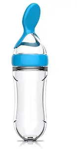 KINDAR CARE Baby Spoon Feeder, Squeezy Silicone Food Feeding Bottle 90ML Capacity, for Feeding Infants Milk, Cereal, juices