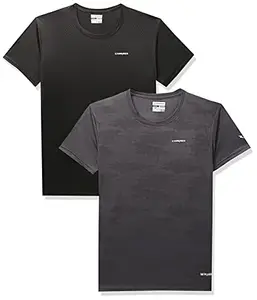 Charged Active-001 Camo Jacquard Polyester Round Neck Sports T-Shirt Dark-Grey Size 2Xl And Energy-004 Interlock Knit Hexagon Emboss Polyester Round Neck Sports T-Shirt Black Size 2Xl