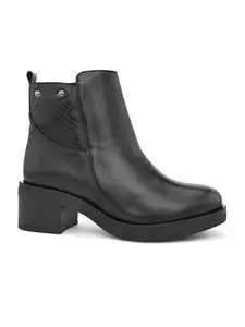 ALLEVIATER LEATHER Alleviater Premium Synthetic Leather Black Ankle Boots meet the Fashion style for women and Teens