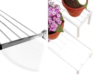 CONCEPT & SOLUTIONS 5 Pipes x 5 Feet -Foldable Wall Mounted Cloth Dryer/Clothes Stand (6 Pipes, 2 feet) and Metal Plant/Pot Stand for Garden | Planter Stand for Indoor & Outdoor (Black - Pack of 4) Combo Pack|CS-501