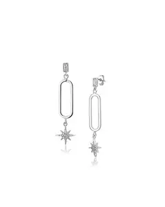 Carlton London Rhodium Plated Drop Earrings with dangling Star