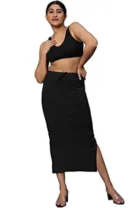 Jaanvi fashion Jaanvi fashion Women's Cotton Mermaid Saree Shapewear,Petticoat,Skirt, Comfortwear (Mermaid-Black-l)