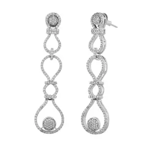 Voylla Sparkling Elegance Glamorous Loops American Diamond Long Dangler Earrings|Dangler Earrings For Women|American Diamond Earrings For Women|Long Earrings For Women|Gift For Her|Gift For Sister|