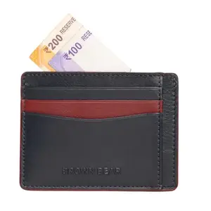 BROWN BEAR Premium Branded Men’s Card Holder Stylish, ATM Card Holder Pure German Nappa Leather, RFID Leather Card Holder (Blue/Red)