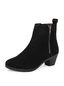 EL PASO Black Suede Leather Boots For Women - 08 UK