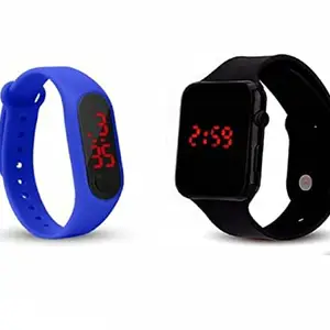 Digital Display Wrist Watch for Boys & Girls (Pack of 2) (Black & Blue)
