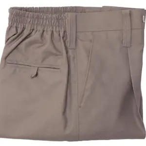 BWBS, Men's Elastic Waist Casual Trousers, Khaki Grey, Straight Fit with Pockets Senior (in, Numeric, 34, Regular, Grey)