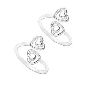 LeCalla 925 Sterling Silver BIS Hallmarked Double Heart Toe Ring for Women