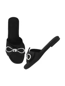 Shoetopia Women's GF-16 Flat Sandal-3 Kids UK (GF-16-Black)-EU36