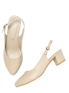 Marc Loire Women’s Block Heel Fashion Sandals with Adjustable Ankle Strap, Cream