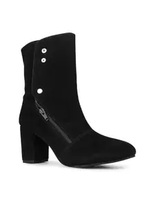 Inc.5 Womens Black Solid Pointed Toe Party Wear Heels Boots