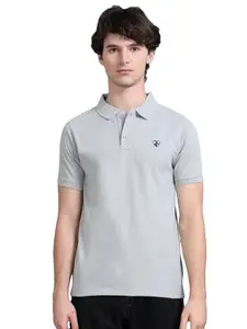 HIBEX POLO HibexPolo Men's Rich Cotton Blend Premium Polo Neck Half Sleeve Slim Fit Tshirt (Grey Melange, L)