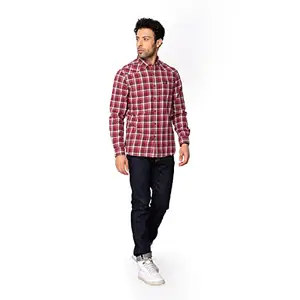 Royal Enfield Checks Cotton Regular Fit Mens Casual Wear Shirt (RED, Extra Large)
