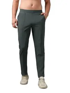 TECHNOSPORT Men's Solid Trackpants DURACOOL+ Quick Dry Regular Fit Mid Rise Drawstring Polyester for Gym Training Outdoor Wear Anti Odour