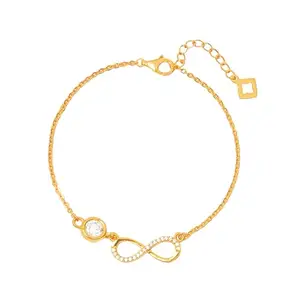 RACHIVA 925 Sterling Silver Yellow Gold Single Solitaire Infinity Bracelet for Women & Girls – Elegant Minimalist Design – Gift Jewelry for Special Moments