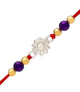 Gargi by P.N. Gadgil and Sons 925 Silver Small Flower Rakhi | Gifts for Men and Boys | Rakshabandhan Rakhi for Brother | Rakhi for Boys & Men With Certificate of Authenticity