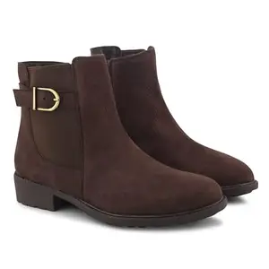 CLOG LONDON Women's Ankle Boots With Side Zipper | Trendy and Comfortable Boots for Women | Ideal for Casual and Formal Outfits-BROWN-36