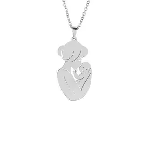 Bling Queen Women's Mother Holding Baby Pendant With Chain, Pendants For Women, Mothers Love Pendant, Simple Necklace Women, Mothers Day Necklace, Simple Necklace Chain, Mom And Baby Pendant(Silver)