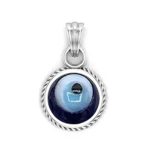 Original Turkish Nazariya Natural Blue Evil Eye Pendants Silver Pendant For Women And Men (12.25 Ratti) (EQ-4LSH-OTNT_Baz)