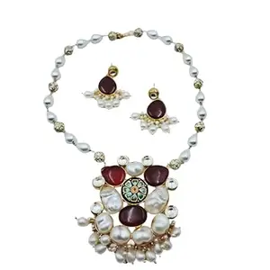 Indian Traditional Tanjore Painting Necklace Jewellery Set Handmade Unique Design Mother of Pearls Jewellery Set -SGF-NKTNGR-41