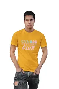 SHRI SAPTHAHARI ENTERPRISESGym, Fitness, Club Yellow Round Neck Cotton Half Sleeved Men's T-Shirt with Printed Graphics
