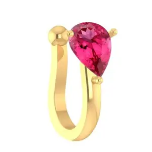 VAMA FASHIONS Gold Plated Clip On Non Piercing Without Hole Nose Pin Rings Pressing Type Nosepin Studs for Women & Girls (Ruby Stone Nose Ring)