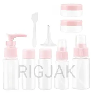 6pcs Plastic Portable Travel Cosmetics Bottles Pressing Spray Bottle for Makeup, Cosmetic, Toiletries Liquid Containers Bottles (multi color), 1-set.