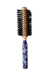 AmNick Star Hand-Painted Round Handle Wooden Hair Brush with Firm Bristles Adding Curls| Men and Women| All Hair Types Blue Handle