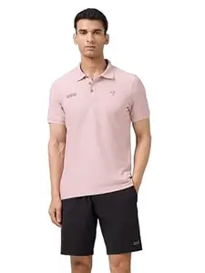 TECHNOSPORT Men's Slim Fit Striped Half Sleeve Polo Active Out T-Shirt for Gym, Sports & Regular Use