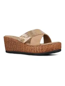 Inc.5 Womens Beige Solid Round Toe Wedge Heel Sandals