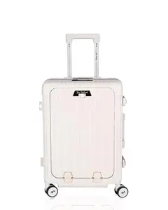 Tom Holland 100% Polycarbonate Astor Laptop Check-in Trolley Bag, Small Size, Travel Luggage Suitcase Trolley for Travelling (White)