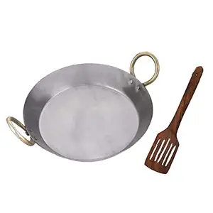 RBY Iron Flat Kadai/Tai/Fry Pan/Tai for Making Jalebis/Dal Tadka/Tavi for Kitchen/Cooking Use (9 inches) +