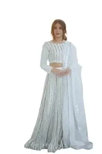 Women's Polyester Semi Stitched Lehenga Choli & Dupatta Set Embroidere Work with Elegant Design for Weddings, Festivals, Traditional Parties, Events