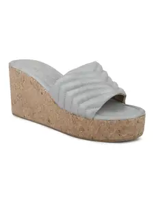 INC.5 Women Grey Textured Wedge Heels